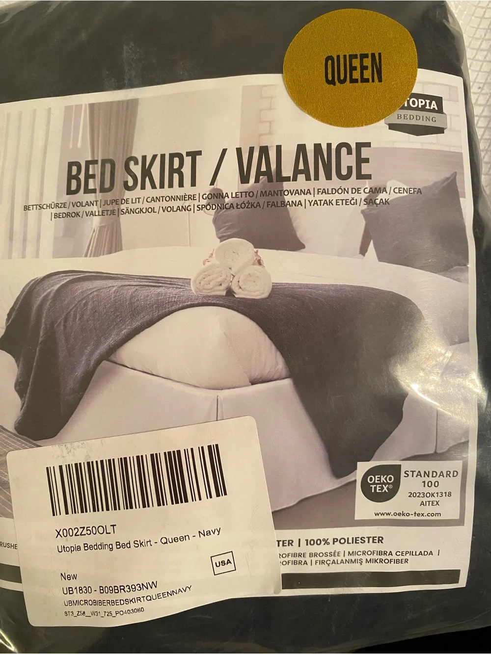 Queen Bed Skirt / Valance - Navy